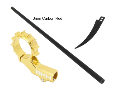 CNC 6mm Tail Motor Mount w/3mm Tail Boom Mount Set (Gold) - Blade mCP X/V2